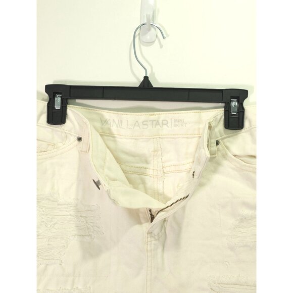 Vanilla Star White Distressed Mini Skirt Size 13 - Picture 5 of 10